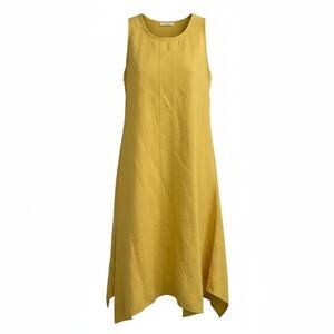 Cynthia Rowley Linen Sundress Small 4-6 Minimalist Earthy Golden Yellow